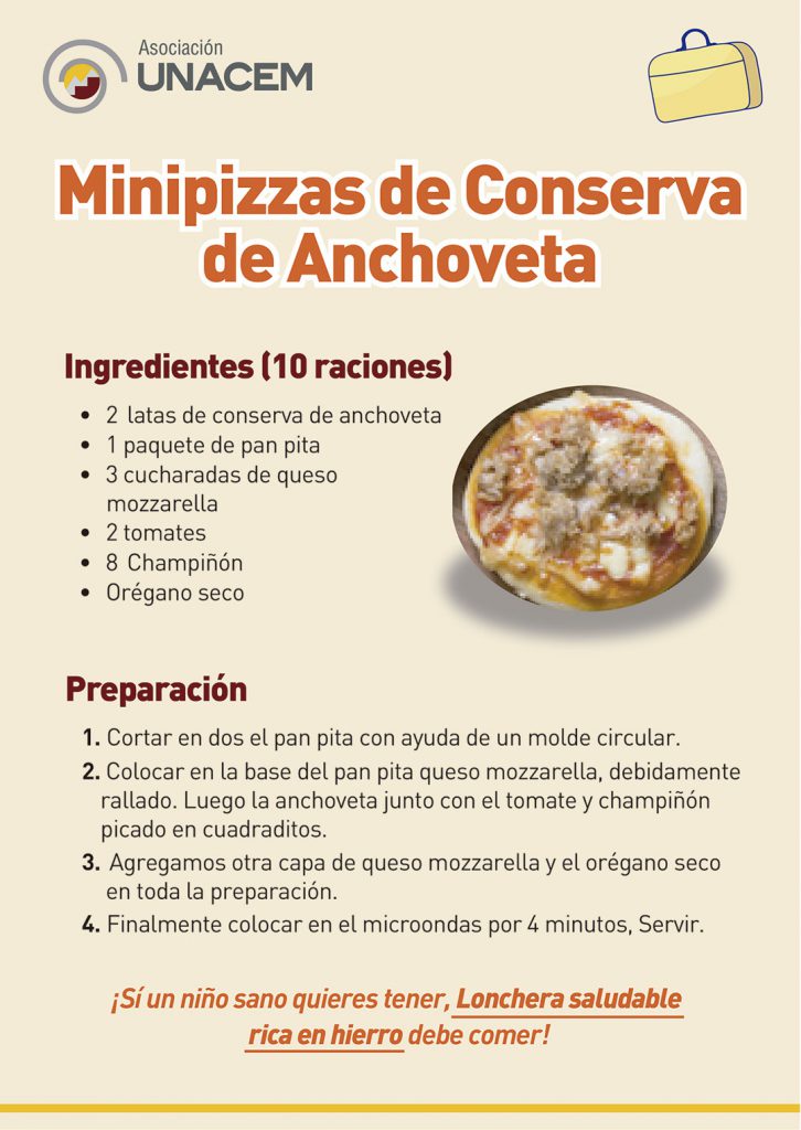 Recetas ricas en hierro - Minipizzas de conserva de anchoveta - Asociación UNACEM