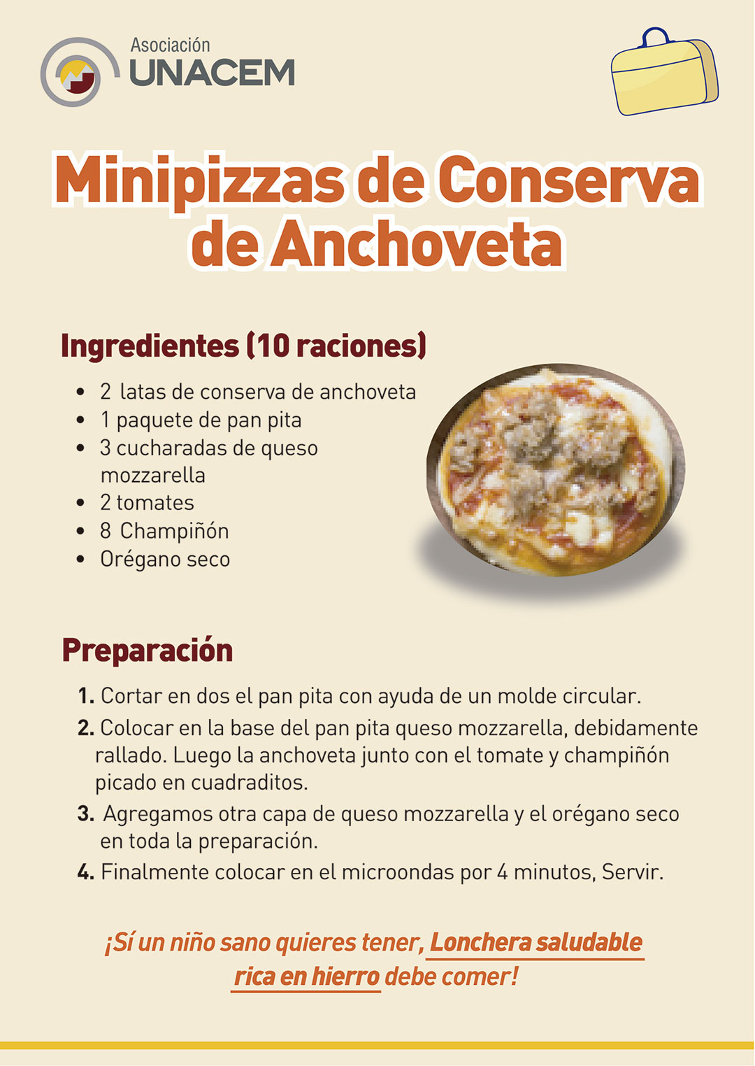Recetas ricas en hierro – Minipizzas de conserva de anchoveta